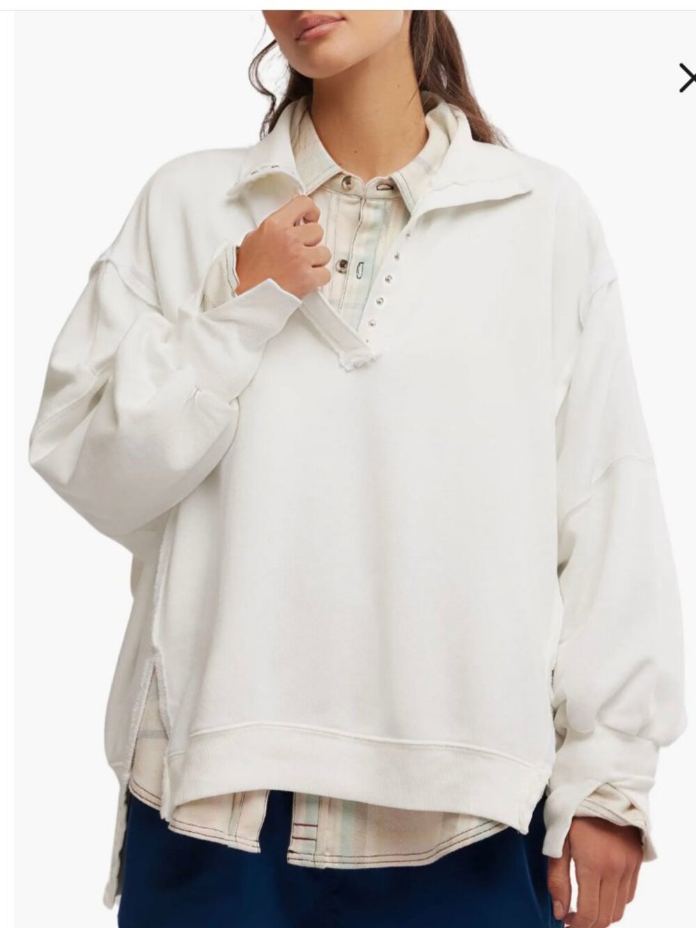 159. Free People camden henley top in optic white